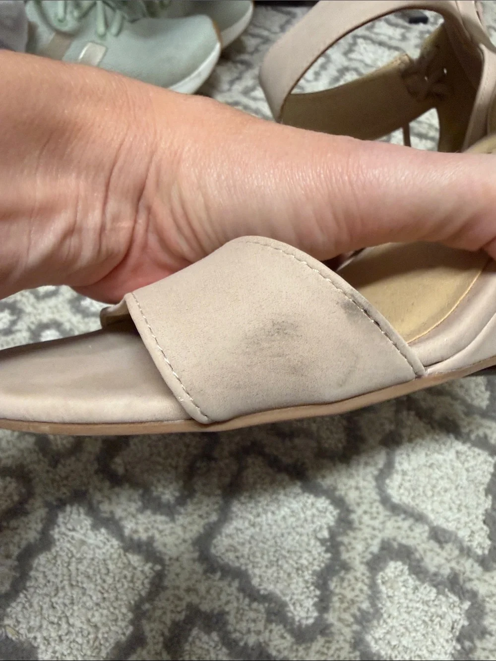 Chinese Laundry Nude Blush Wedge Sandals with Ankle Tie